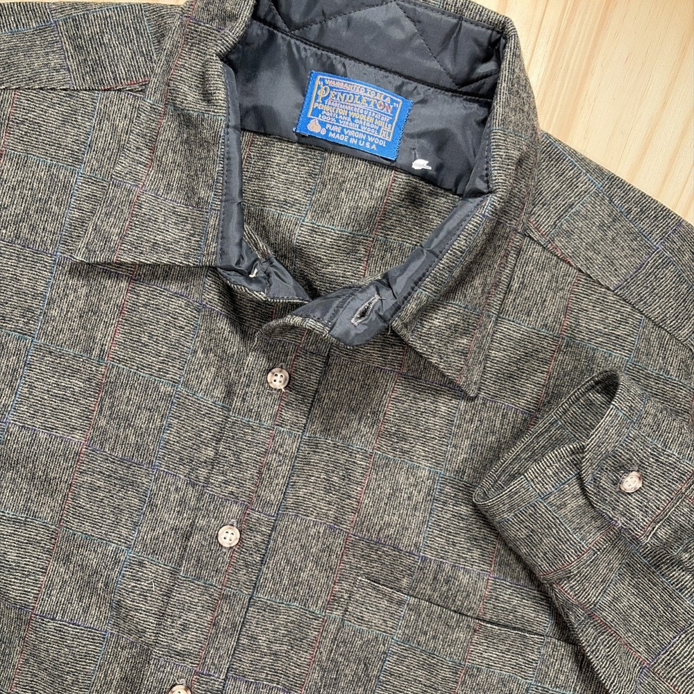 Vintage Pendleton Plaid Shirt 100% Pure Virgin Wool Made In USA Men's Size XL